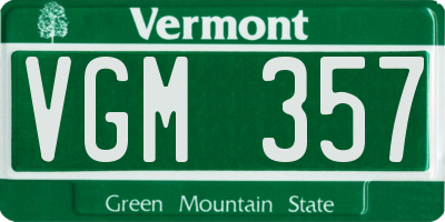 VT license plate VGM357