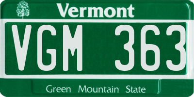 VT license plate VGM363
