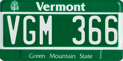 VT license plate VGM366