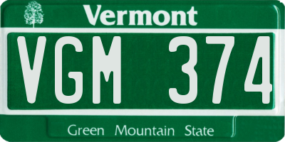 VT license plate VGM374