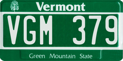 VT license plate VGM379