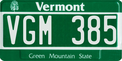VT license plate VGM385
