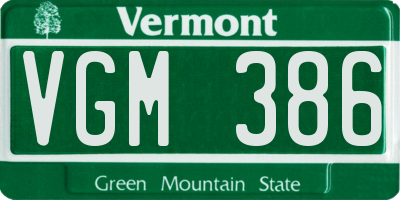 VT license plate VGM386