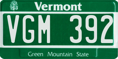 VT license plate VGM392