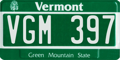 VT license plate VGM397