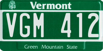 VT license plate VGM412