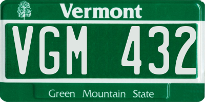 VT license plate VGM432