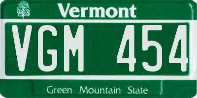 VT license plate VGM454