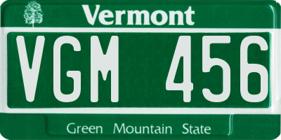 VT license plate VGM456