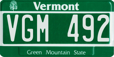 VT license plate VGM492