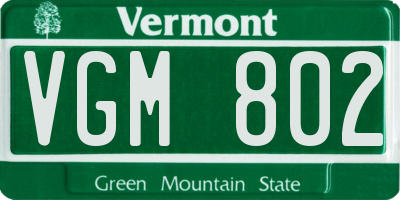 VT license plate VGM802