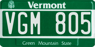 VT license plate VGM805