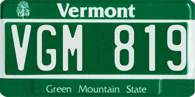 VT license plate VGM819