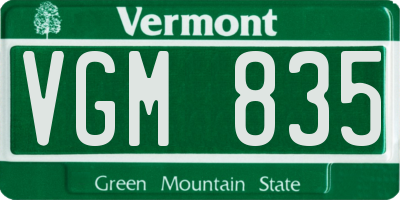 VT license plate VGM835