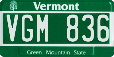 VT license plate VGM836