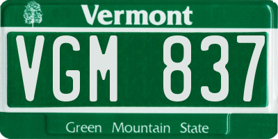 VT license plate VGM837