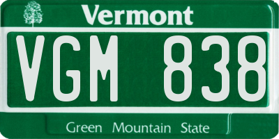 VT license plate VGM838