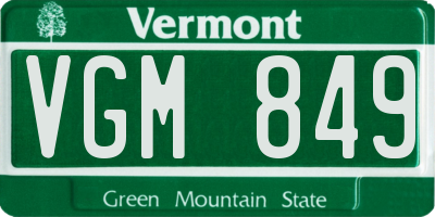 VT license plate VGM849