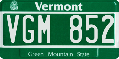 VT license plate VGM852
