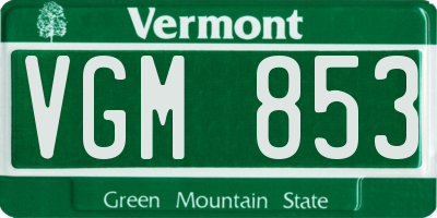 VT license plate VGM853