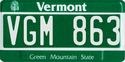 VT license plate VGM863