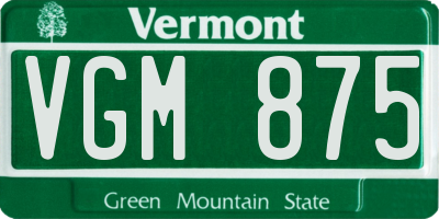VT license plate VGM875