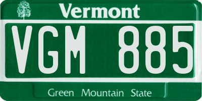 VT license plate VGM885