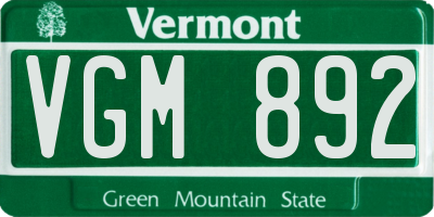 VT license plate VGM892