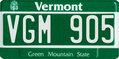 VT license plate VGM905