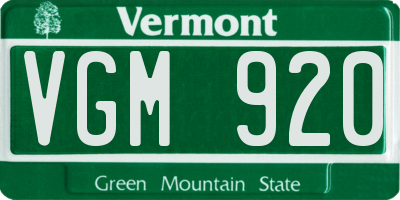 VT license plate VGM920