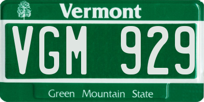 VT license plate VGM929