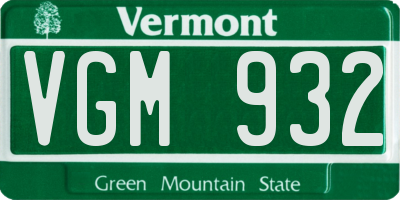 VT license plate VGM932