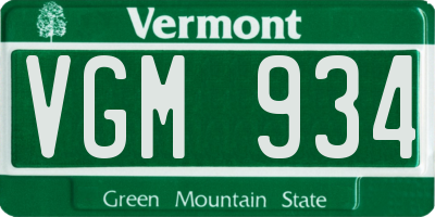 VT license plate VGM934