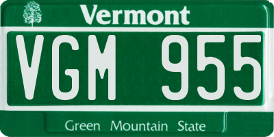 VT license plate VGM955