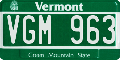 VT license plate VGM963