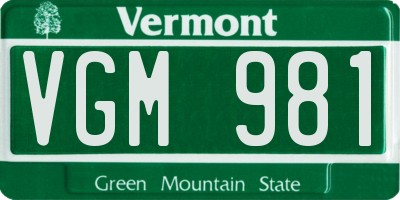 VT license plate VGM981