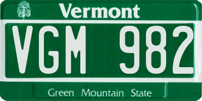 VT license plate VGM982