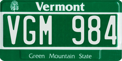 VT license plate VGM984