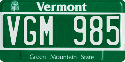 VT license plate VGM985