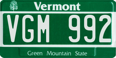 VT license plate VGM992