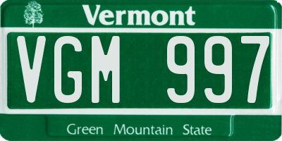 VT license plate VGM997