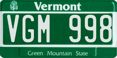 VT license plate VGM998