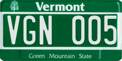 VT license plate VGN005