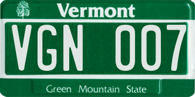 VT license plate VGN007