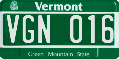 VT license plate VGN016
