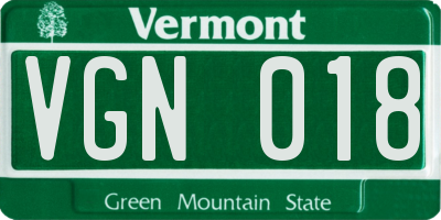 VT license plate VGN018