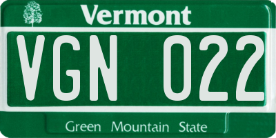 VT license plate VGN022