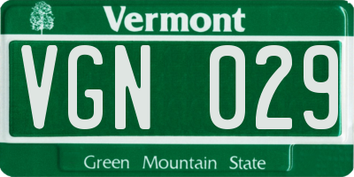 VT license plate VGN029