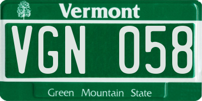 VT license plate VGN058