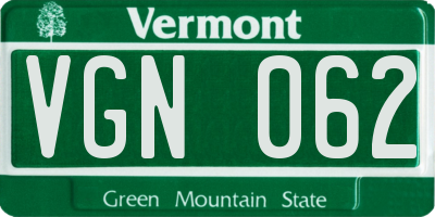 VT license plate VGN062